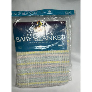 Owen Cotton Baby Infant Blanket Pastel NEW 100% Cotton 36 X 50” NOS